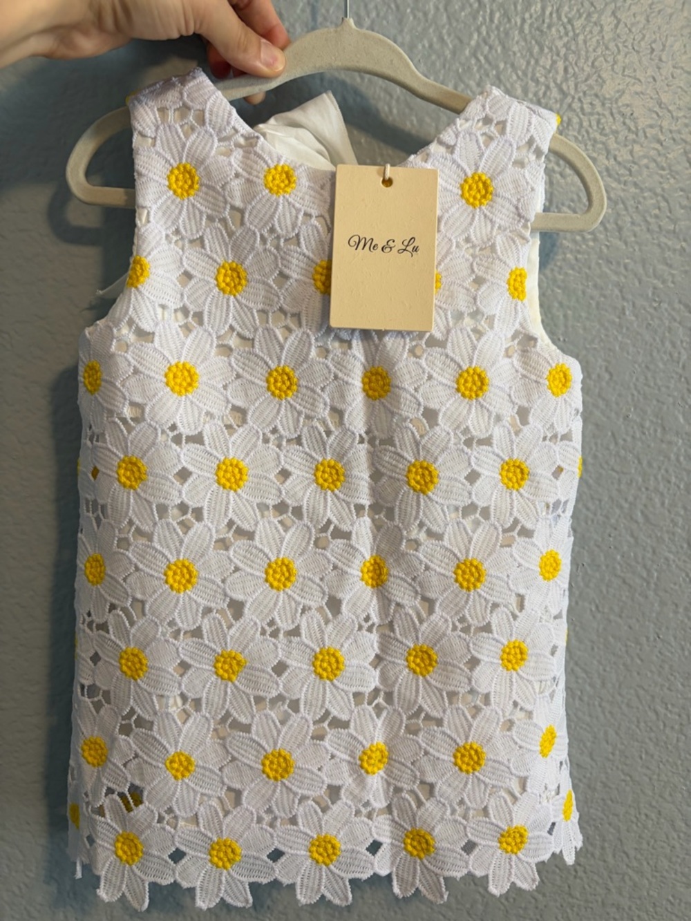 White Eyelet Daisy Dress with Yellow Centers - Kids Formal